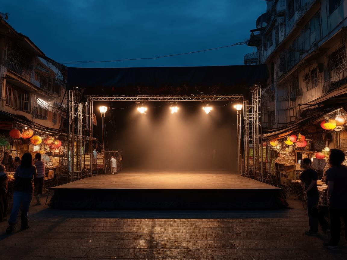 夜幕下的舞台，夜市摊的戏剧性转换