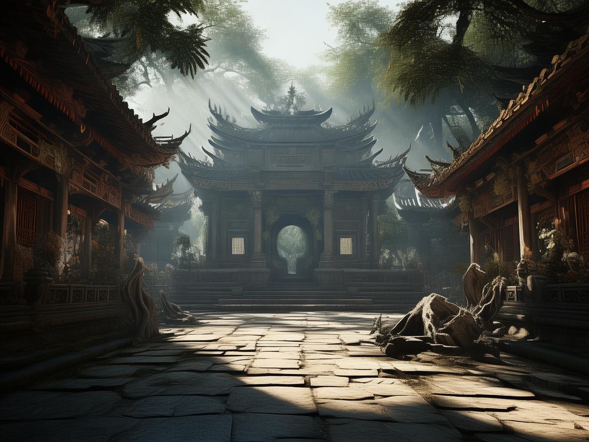 如何在道观场景中营造神秘而庄重的戏剧氛围？