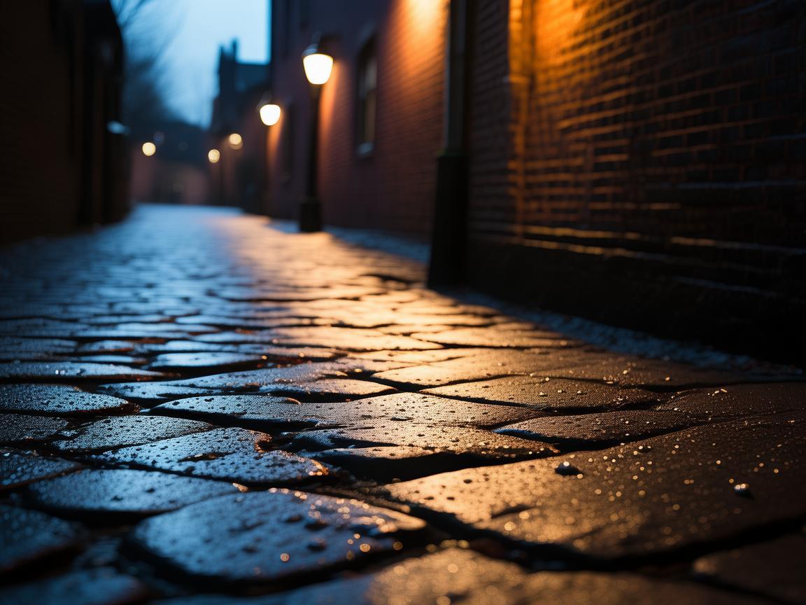 街道路灯下的戏剧光影
